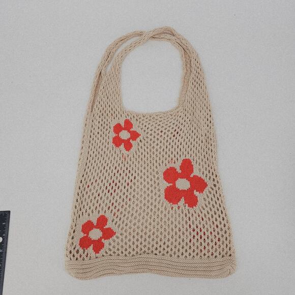 Crochet Tote Mesh Beach Bag Floral Fairycore Hobo Fairy Aesthetic Y2k Market Bag - Picture 2 of 6